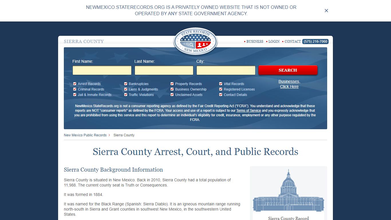 Sierra County Arrest, Court, and Public Records