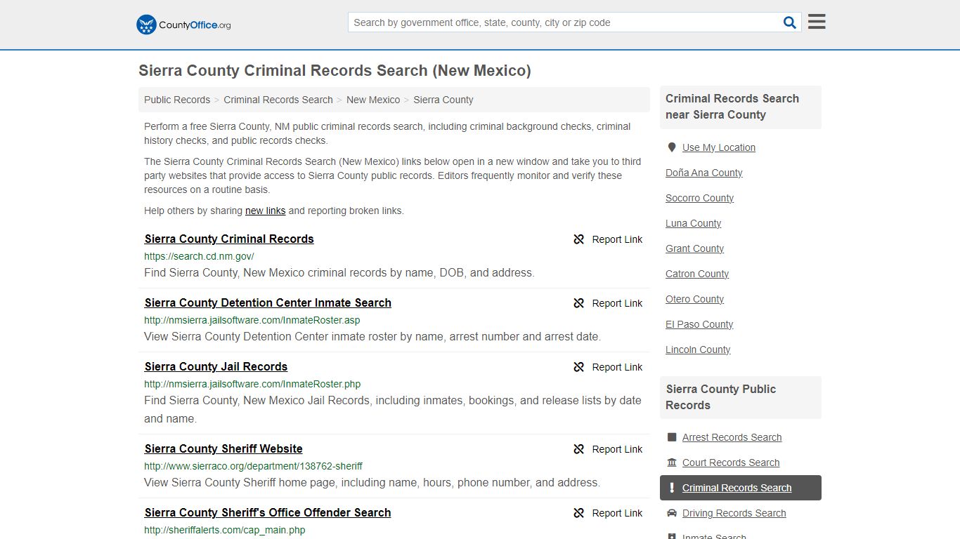 Sierra County Criminal Records Search (New Mexico) - County Office